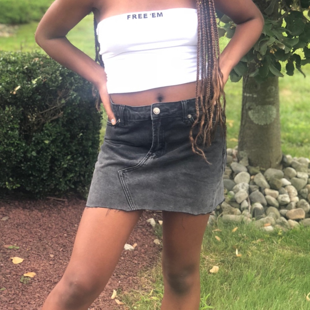 Black denim skirt